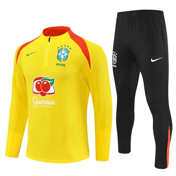Brasil Conjunto Sudadera de Entrenamiento Niños 2025-26 - 1-4 Zip Amarillo Brasil Conjunto Sudadera de Entrenamiento Niños 2025-26 - 1-4 Zip Amarillo