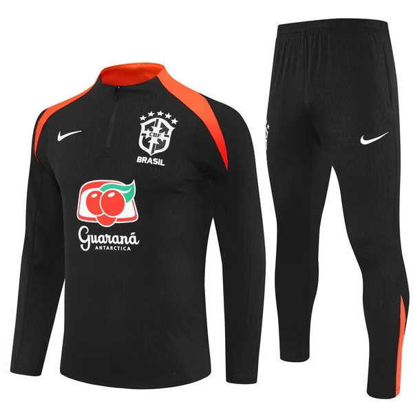 Brasil Conjunto Sudadera de Entrenamiento Niños 2025-26 - 1-4 Zip Negro Brasil Conjunto Sudadera de Entrenamiento Niños 2025-26 - 1-4 Zip Negro