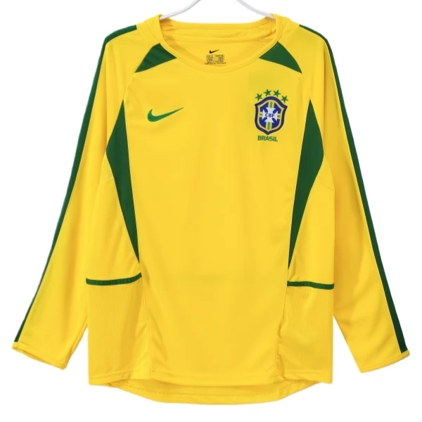 Camiseta Brasil Primera Equipación Retro 2002 Manga Larga Camiseta Brasil Primera Equipación Retro 2002 Manga Larga